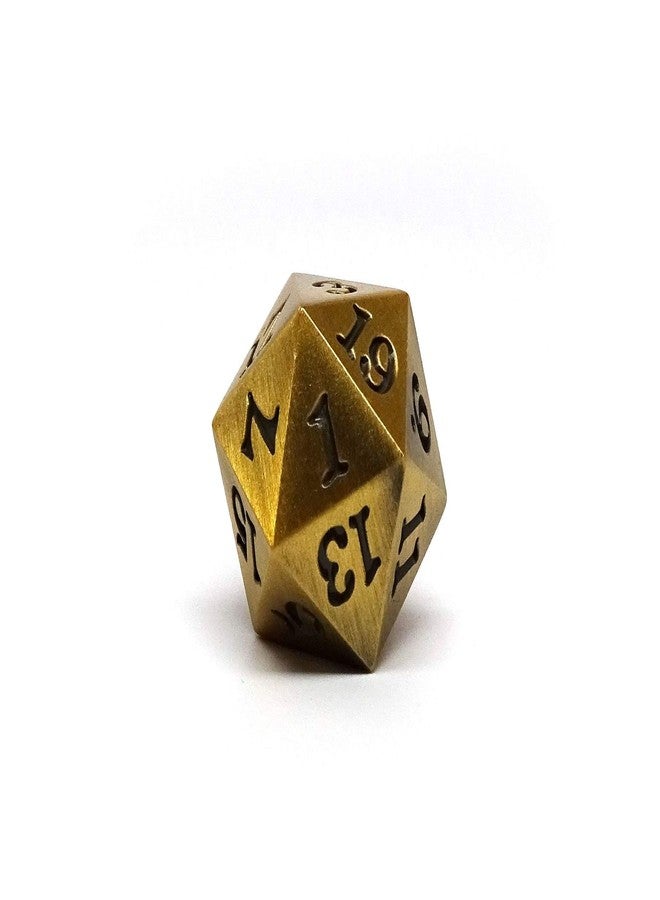 شركة إيزي رولر دايس نرد معدني فردي D20 - تصميم معدني أسطوري بخط مميز (ذهبي أسطوري) - Image 2